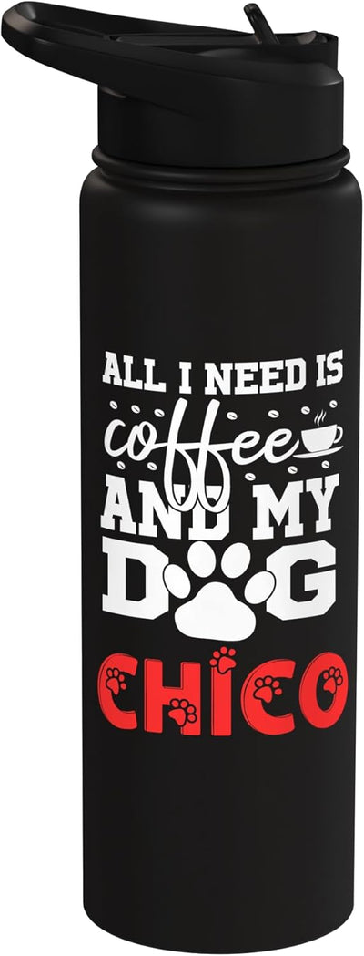 Botella de agua acero inoxidable sin BPA para perro llamado Chico