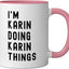 Taza cerámica Karin Things rosa/blanco