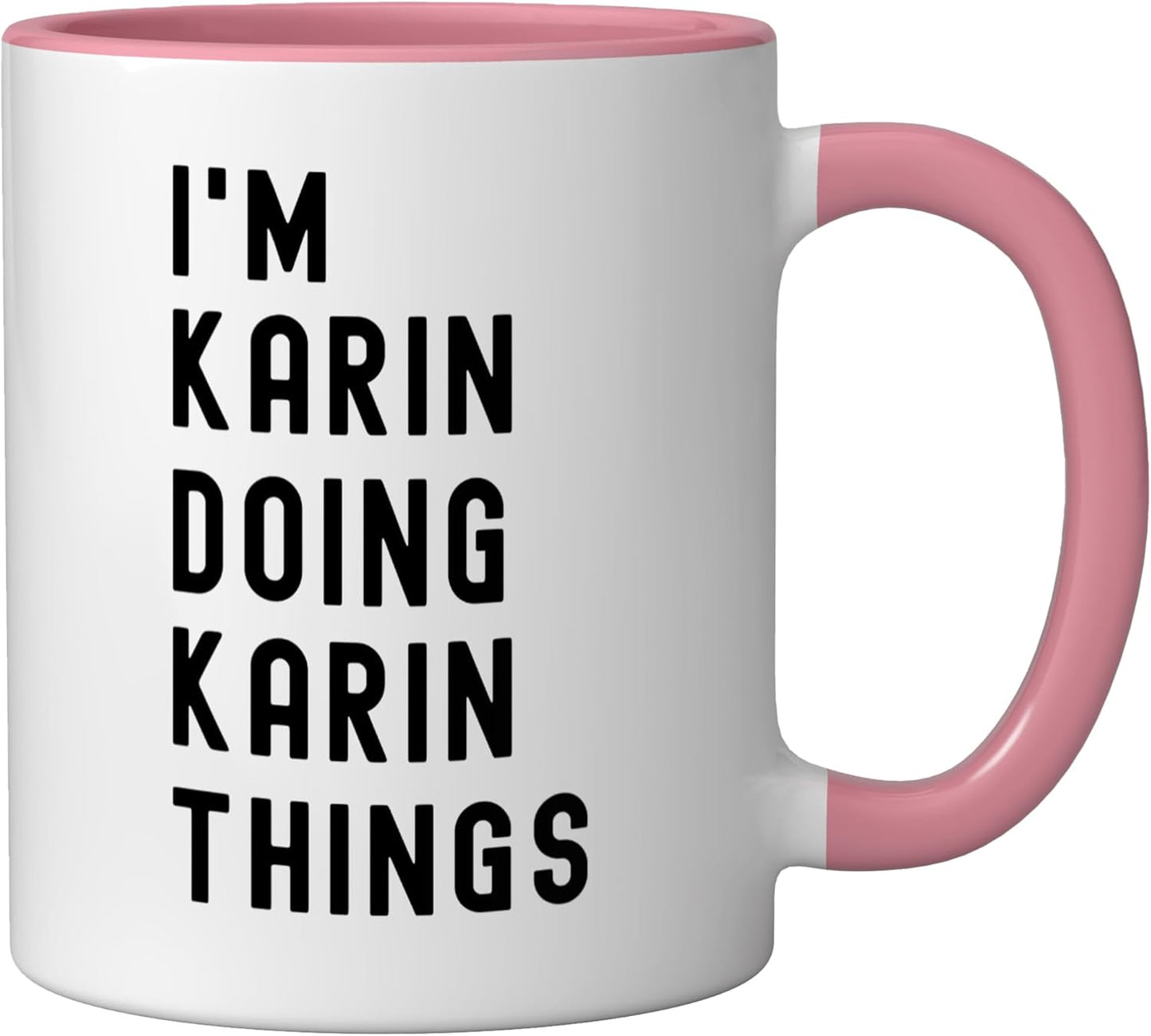 Taza cerámica Karin Things rosa/blanco