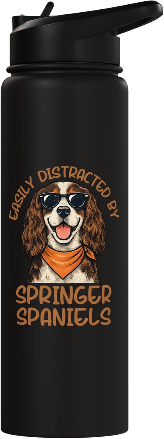 Botella agua acero inox aislada perro Springer