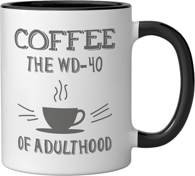 Taza Cerámica Frase Divertida para Amantes del Café Negro/Blanco