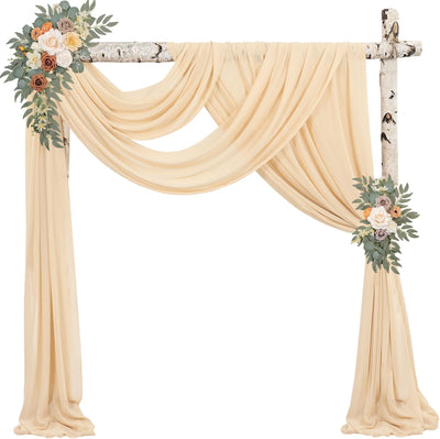 4 Cortinas arco boda 20ft x28pulg gasa transparente champán