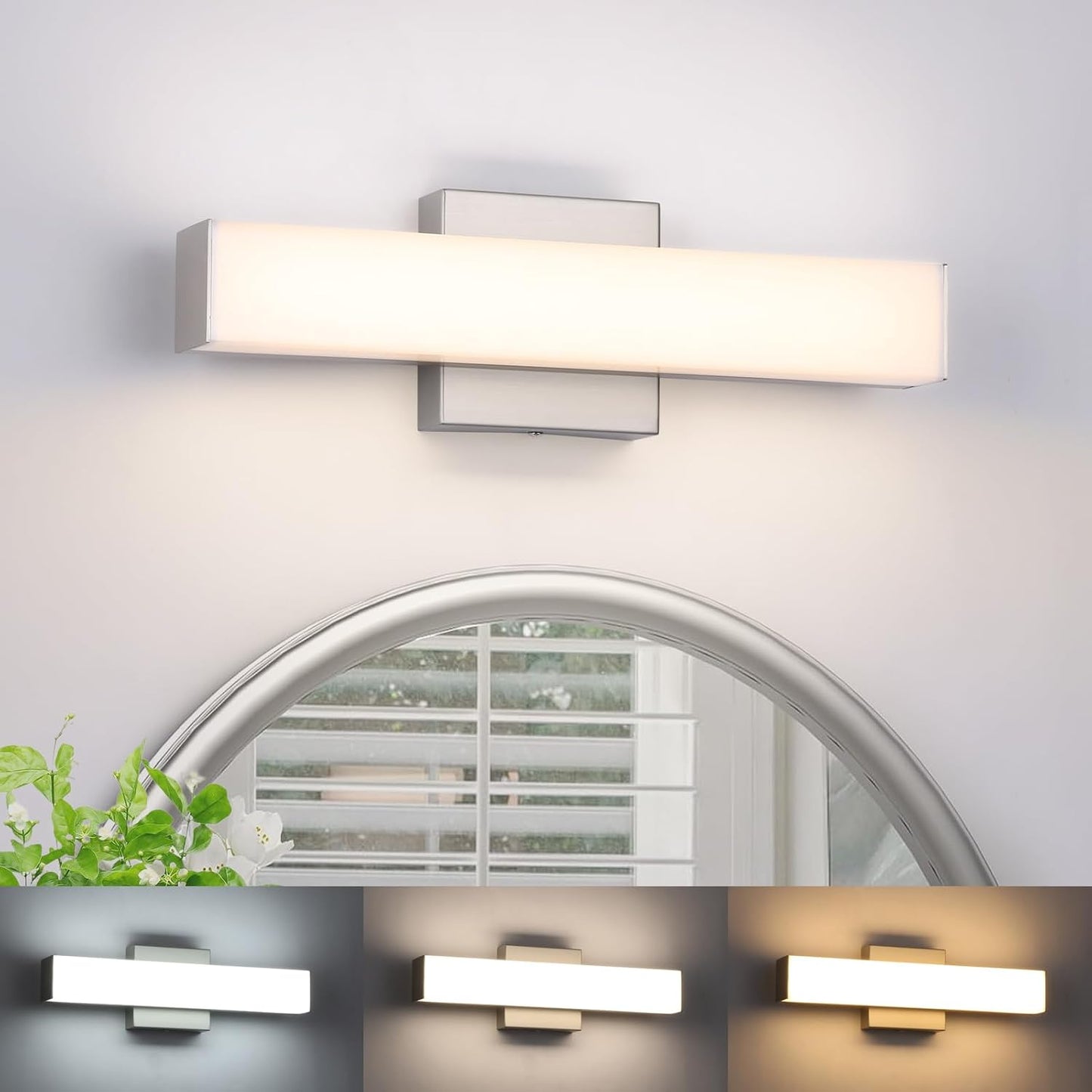 Luz de baño LED acero inox 15.7pulg ajustable 18W