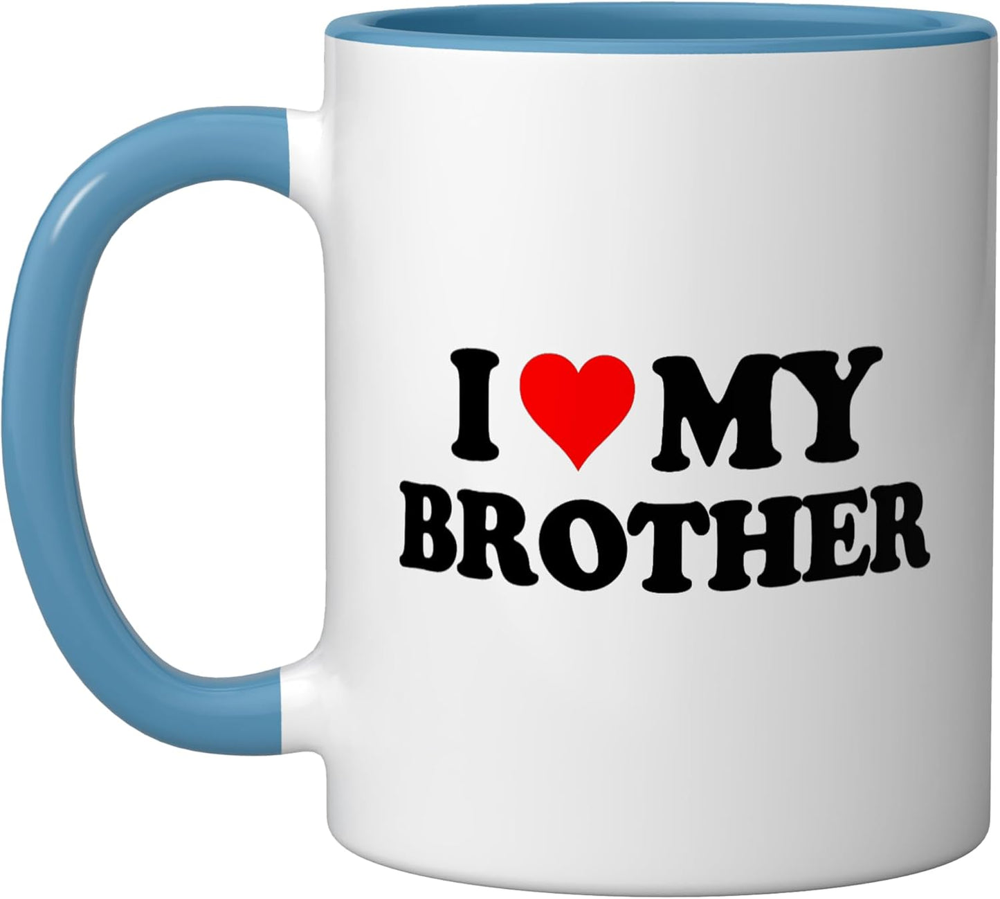 Taza Cerámica Corazón Hermano Azul/Blanco