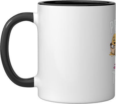 Taza cerámica para pintar huevos de Pascua con humor arcoíris negra/blanca