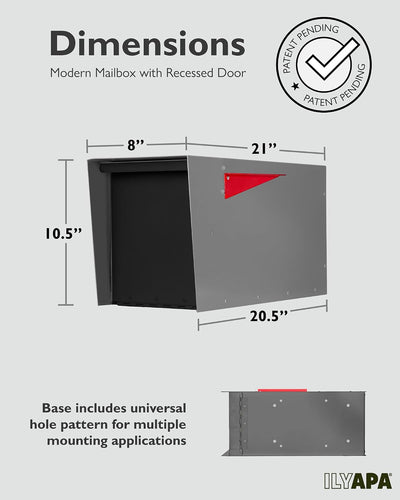 Buzón moderno para poste gris acero puerta magnética