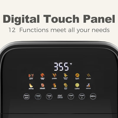 Freidora aire digital 12en1 7.5qt ventana negra