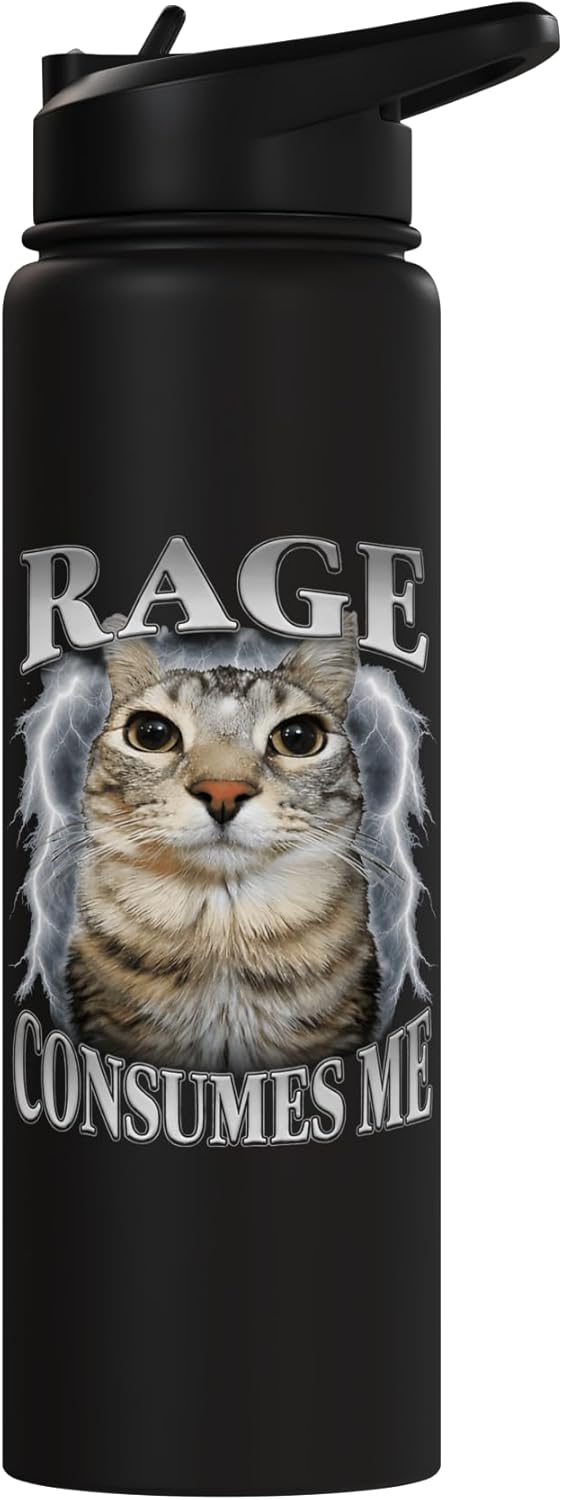 Botella de agua acero inoxidable con diseño gato meme funny