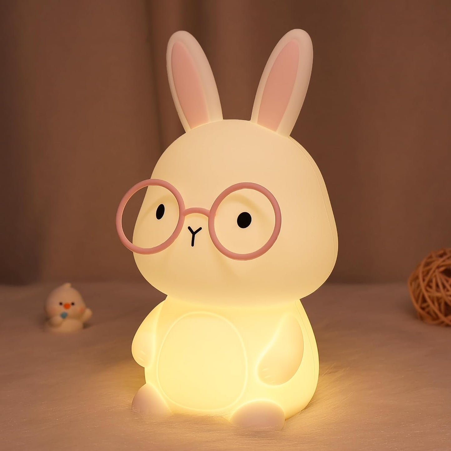 Luz Nocturna Conejo Silicona 8 Luces Color Regalo Niños
