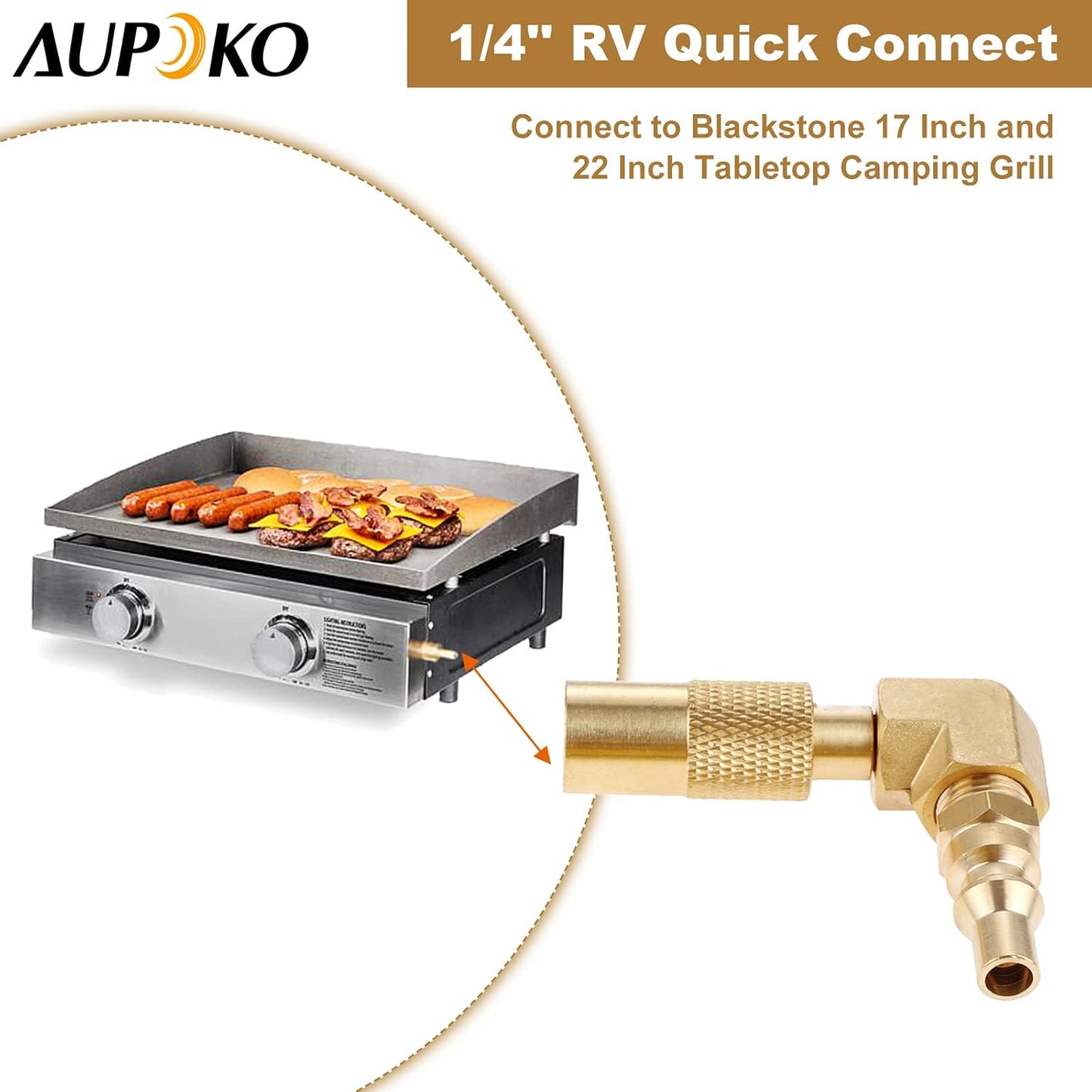 Adaptador RV 1/4pulg codo 90grados para parrilla 17-22pulg