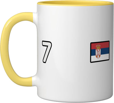Taza Cerámica Bandera Serbia Amarillo Blanco
