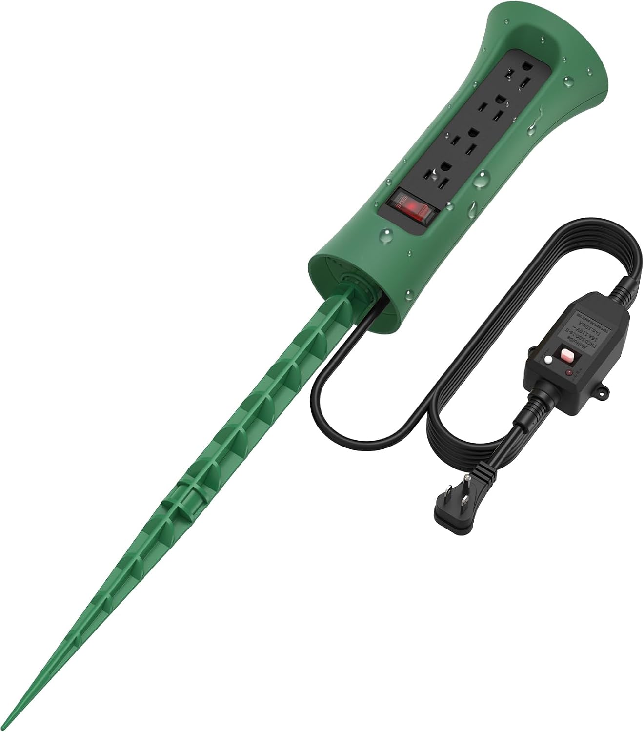 Regleta GFCI exterior con estaca cable impermeable jardín