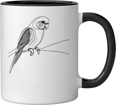 Taza Cerámica Conure Line Art Negro/Blanco