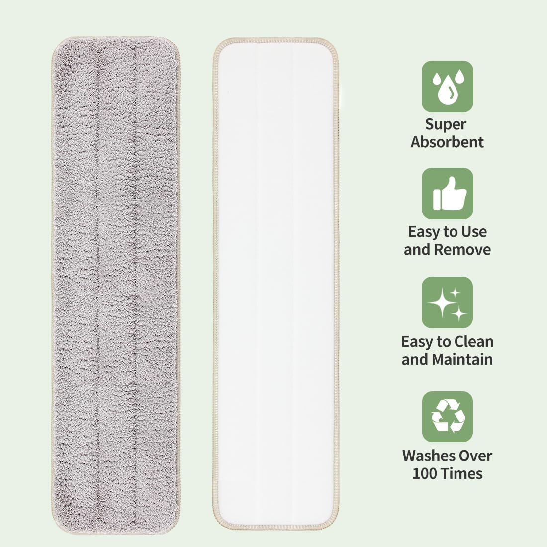 Almohadillas microfibra 18pulg reutilizables para piso plano