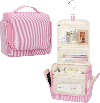 Neceser colgante rosa para maquillaje y viaje