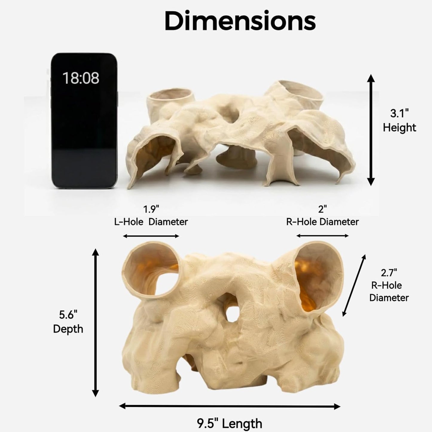 Túnel acuario 9.5pulg visor 3D para peces pequeños