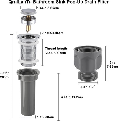 Filtro drenaje desplegable baño 1 1/2pulg kit con salida