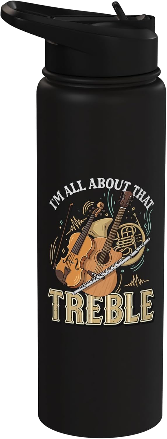 Botella de agua aislada de acero inoxidable con chiste sobre el treble