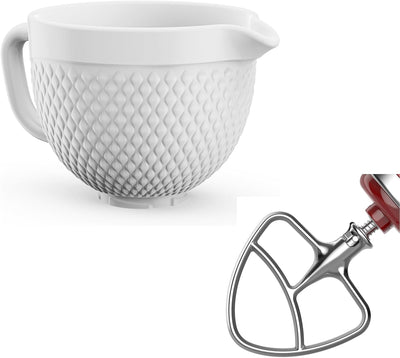 Tazón Cerámica Batidores Acero Inox para KitchenAid