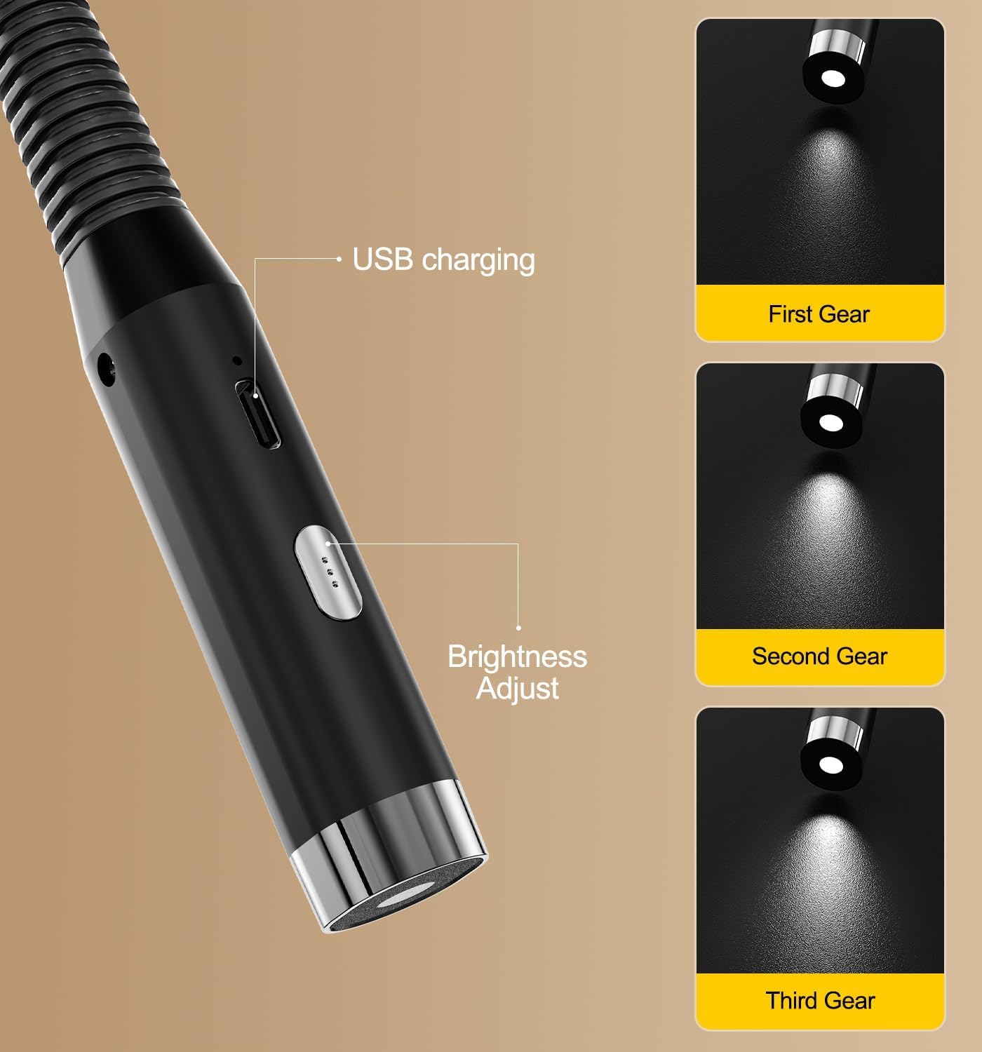 Luz de lectura LED para cuello con 3 niveles de brillo