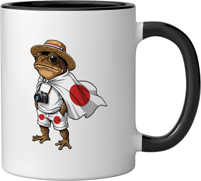 Taza Cerámica Bandera Japón Negro/Blanco