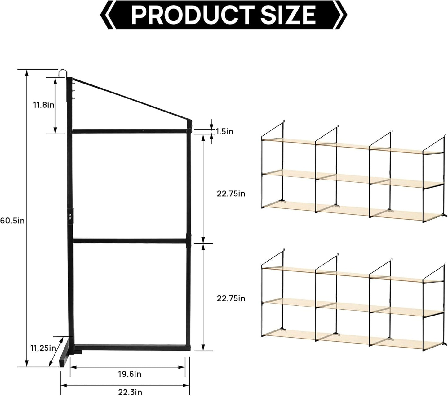 Pack 4 Estantes 60.5x22.3pulg 3 Niveles 1100lb