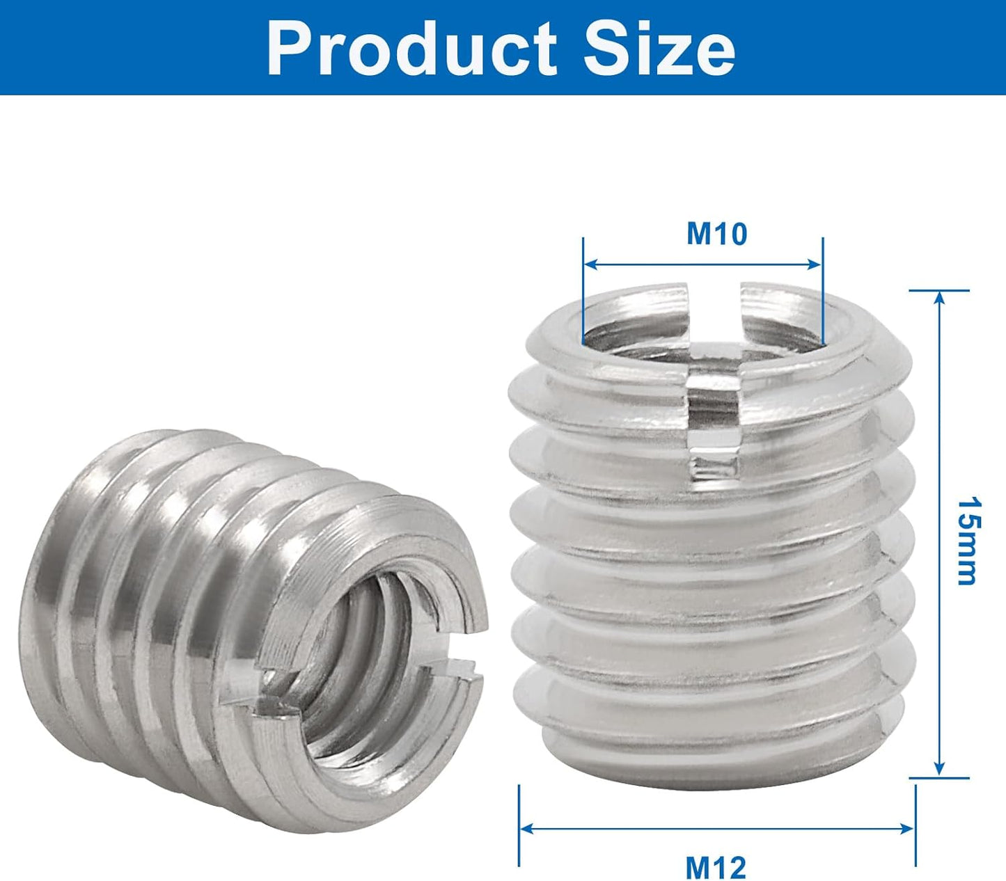 Kit 10 Insertos Roscados M10/M12 Acero Inox Auto