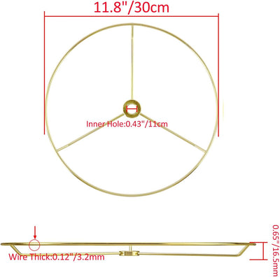 Anillo pantalla alambre metal para lámpara dorado 11.8