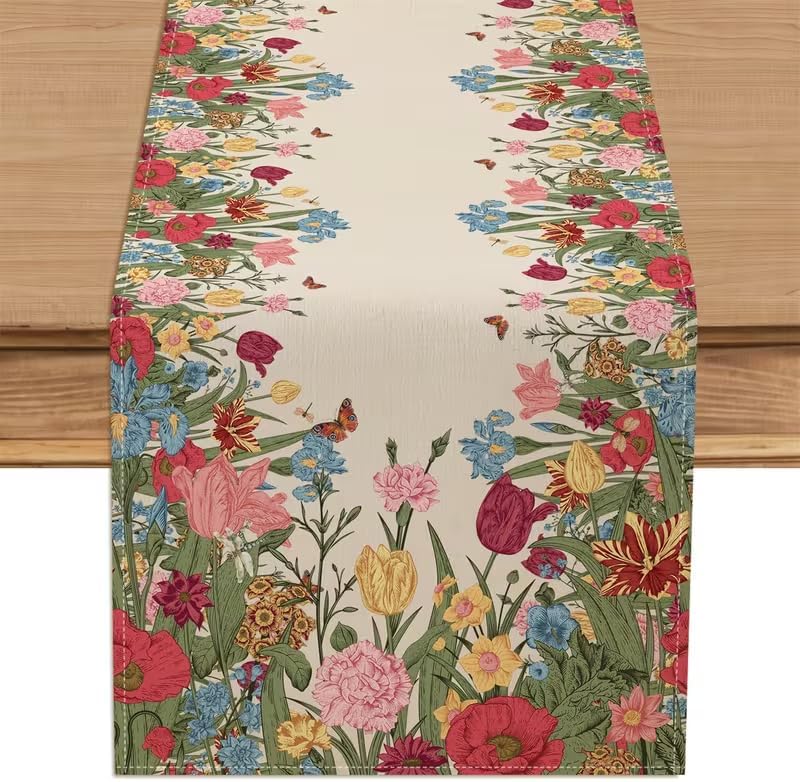 Camino mesa primavera tulipán 13x72pulg decoración hogar