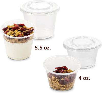 Vasos plástico 4 y 5.5oz con tapa pack 150 mini para ensalada