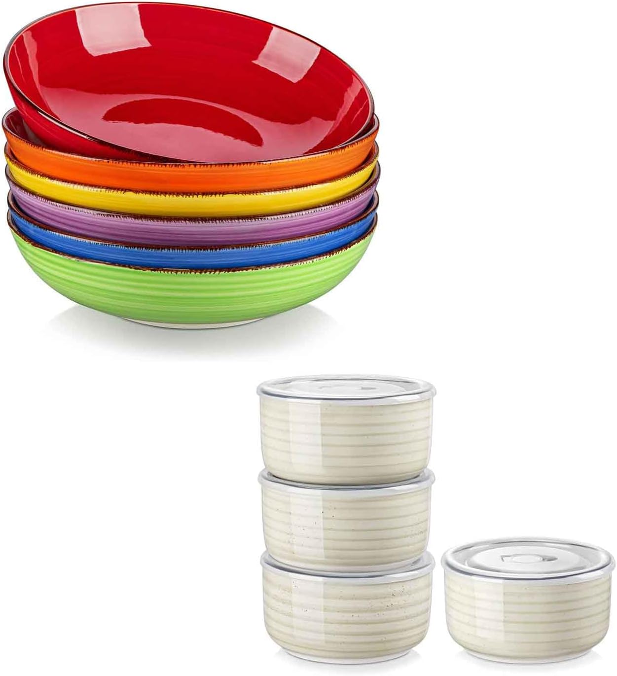Set 6 Cuencos Pasta 36oz Seguros para Microondas