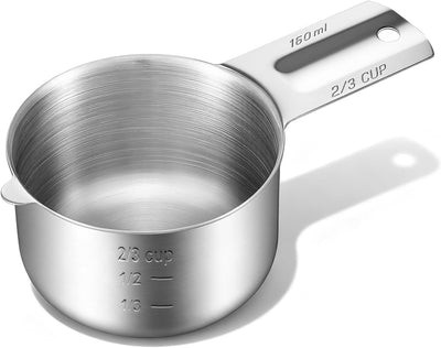 Taza medidora acero inox 2/3 tazas 5.4oz con escala interior