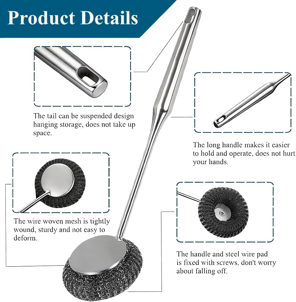 Set 6 cepillos acero inox para hierro fundido