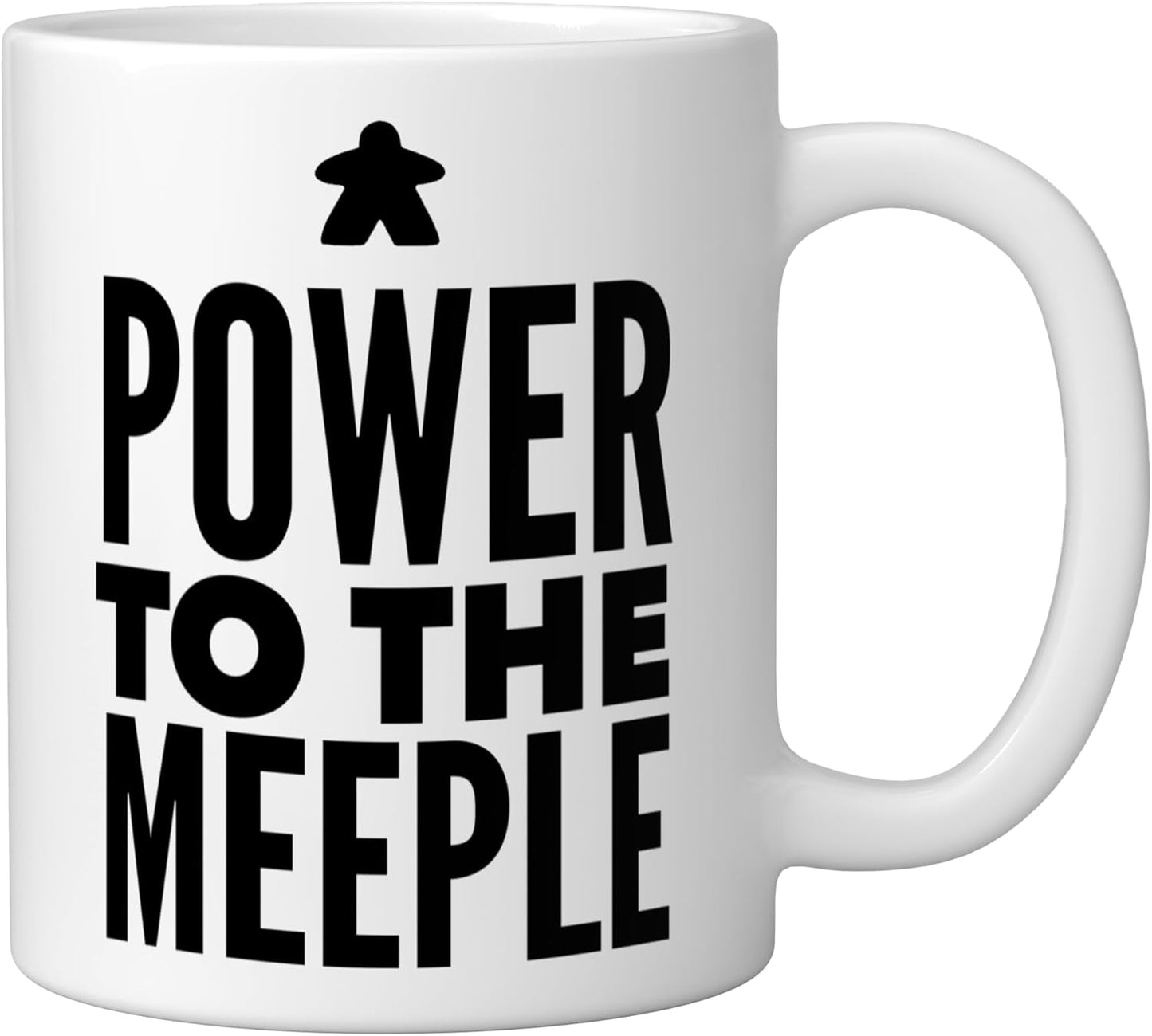 Taza cerámica blanca Funny Board Game Pun Power to the Meeple