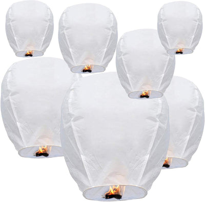 Pack 10 Linternas Papel Blanco para Fiesta Interior Exterior