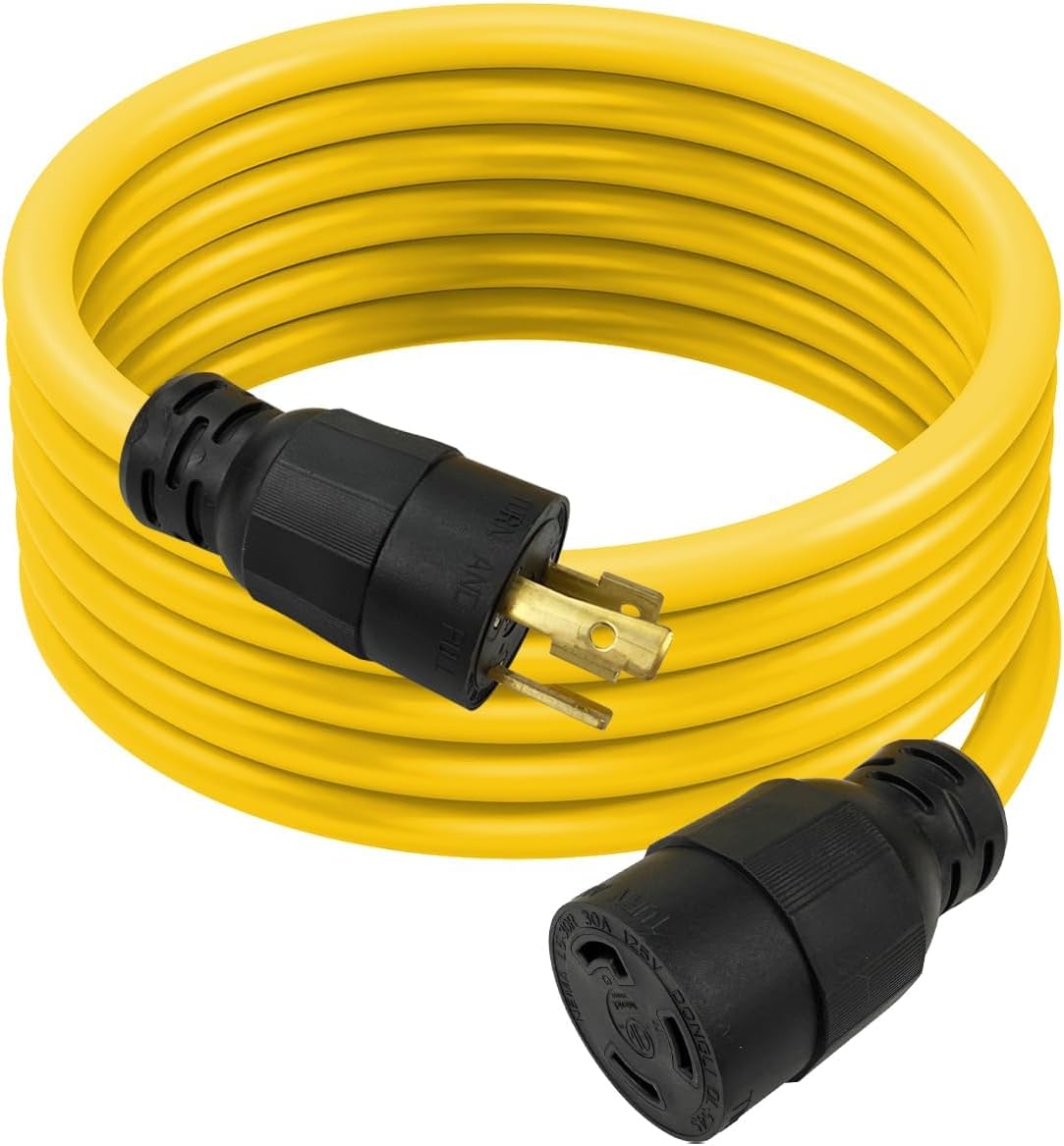 Cable extensión generador 30A 15ft 3 clavijas NEMA L5-30P/R negro