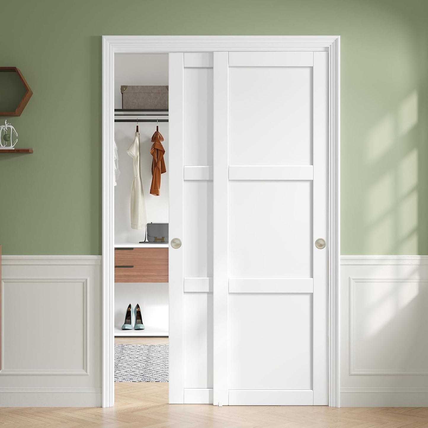 Puerta corredera armario 48x80pulg 3 paneles dormitorio