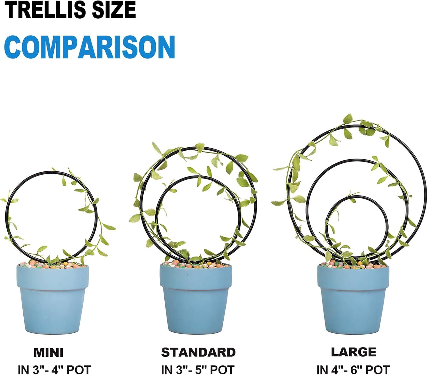 Juego 3 soportes redondos para plantas trepadoras metal resistente