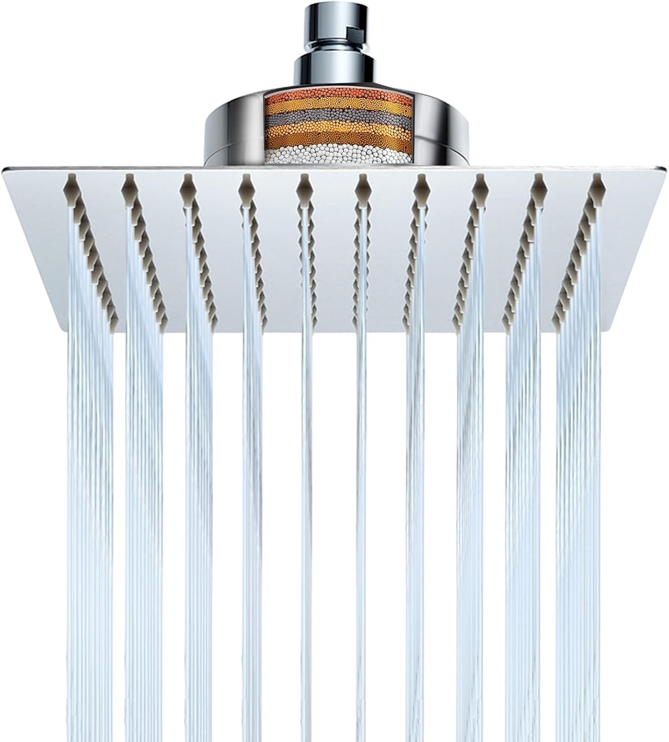 Cabezal ducha lluvia acero inox con filtro 10pulg