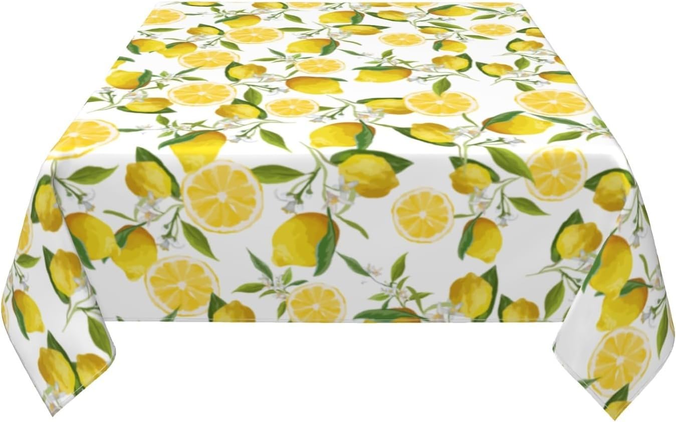Mantel cuadrado de limón 54 x 54 pulgadas resistente al agua para cocina comedor