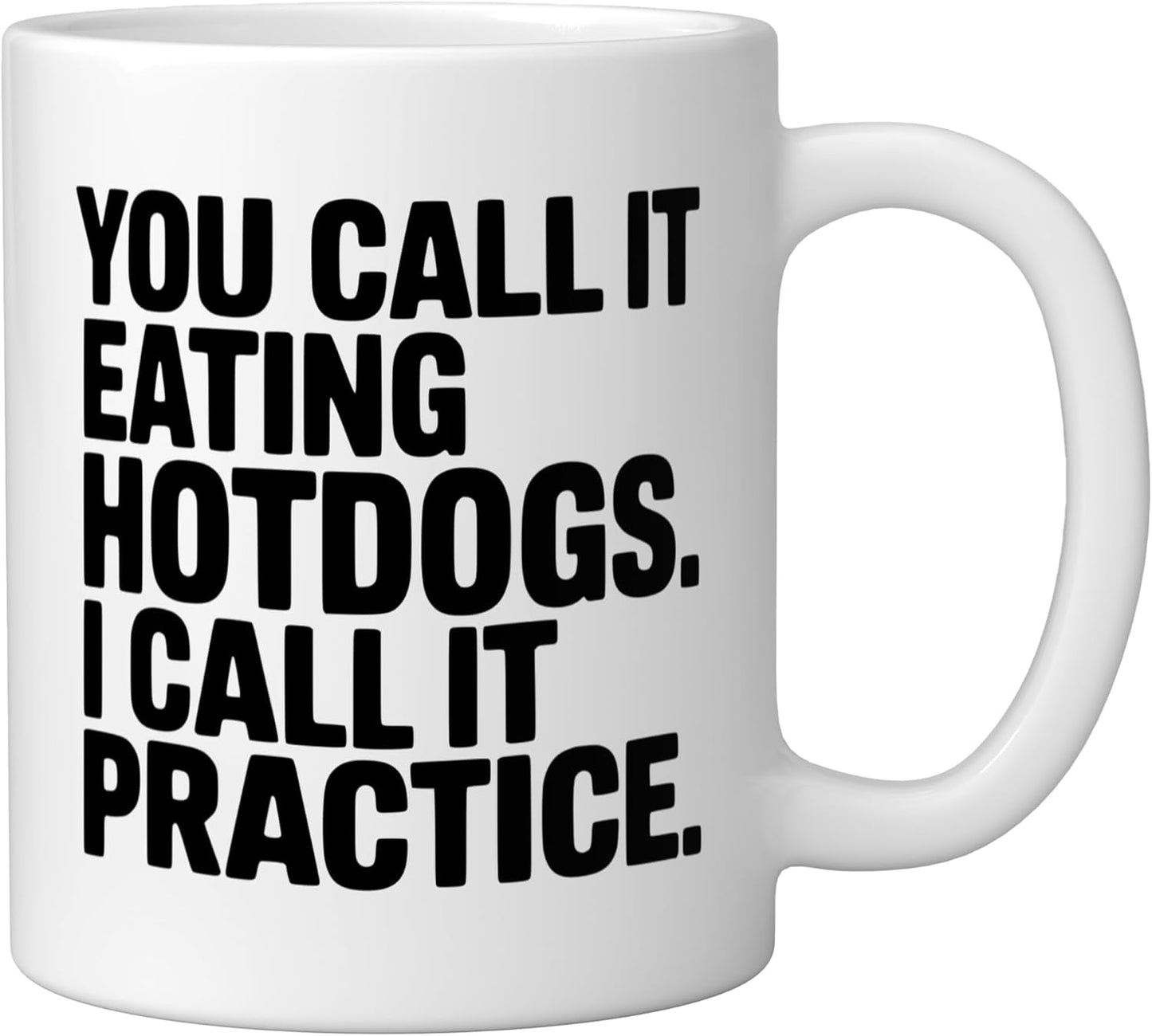 Taza cerámica para practicar comer hot dogs blanca