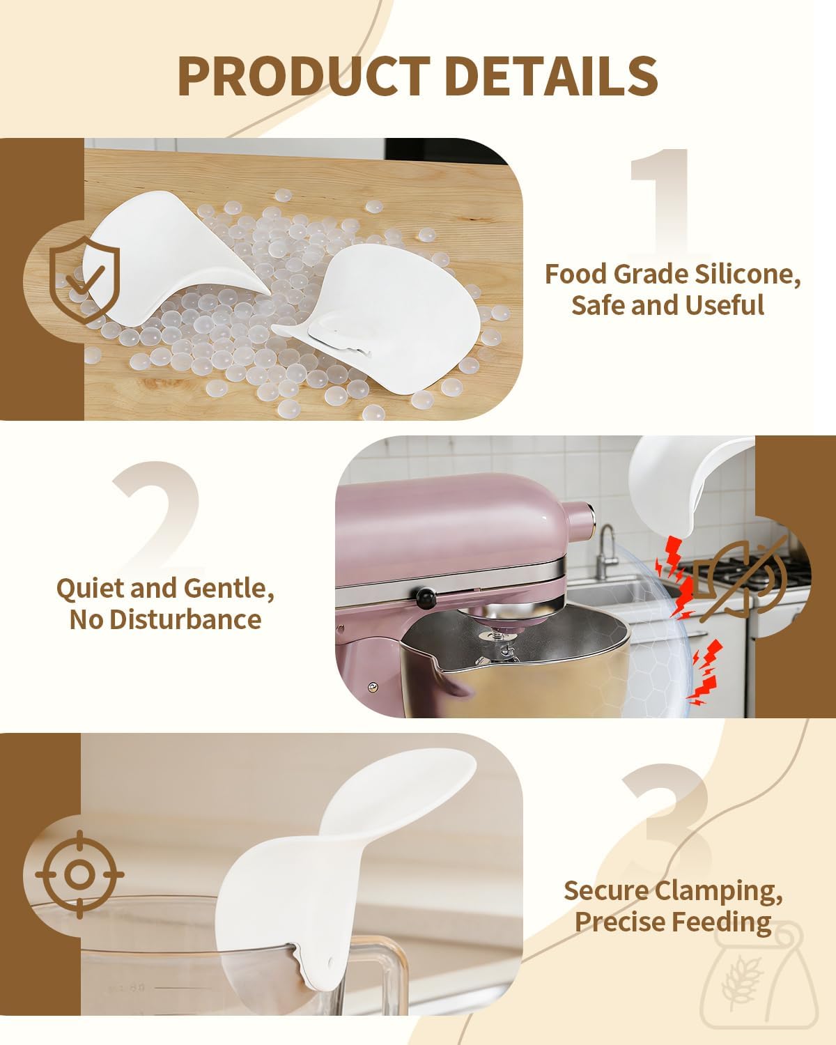 Funnel para KitchenAid con boquilla U universal sin goteras de silicona