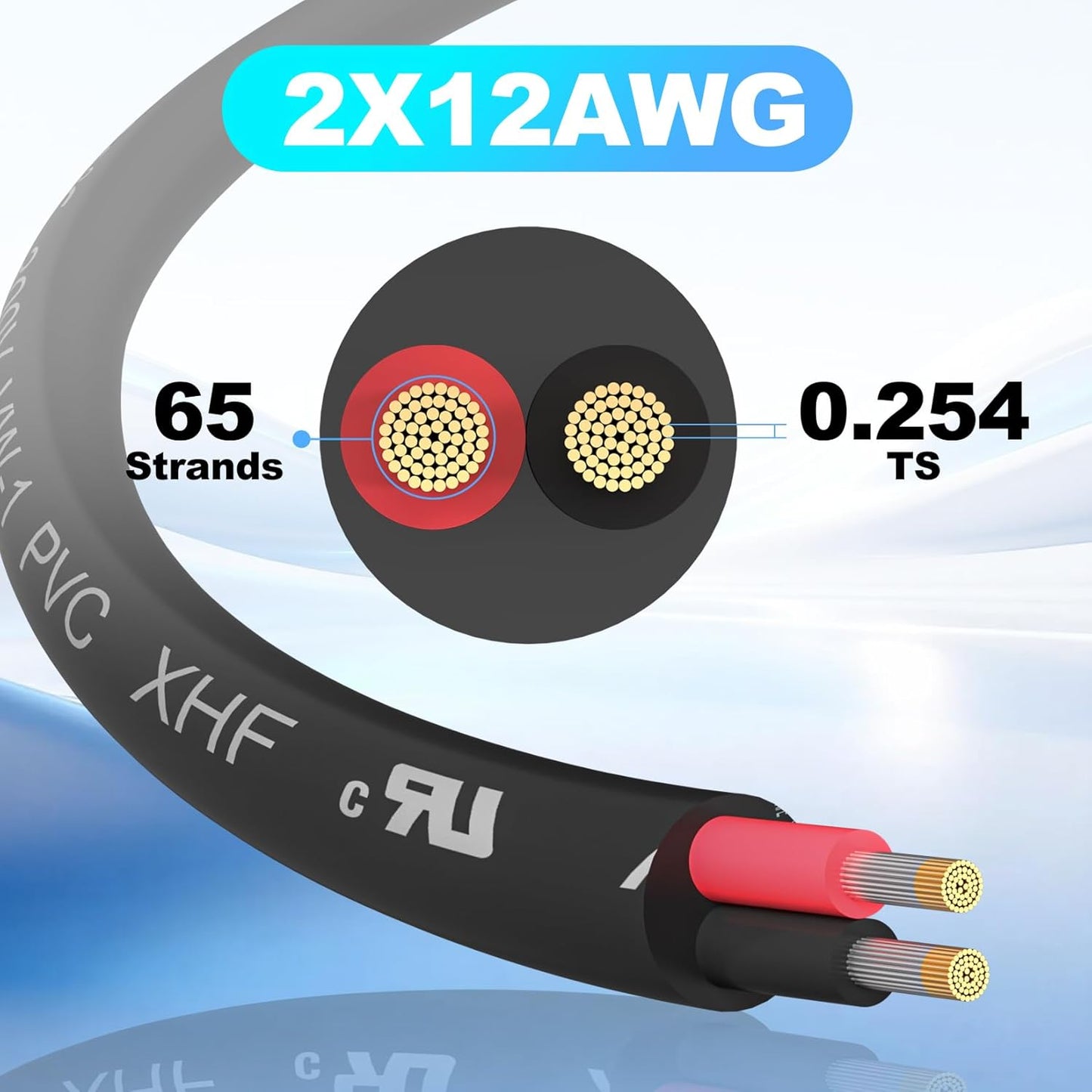 Cable eléctrico 12/2 alambre RV 200pies cert UL
