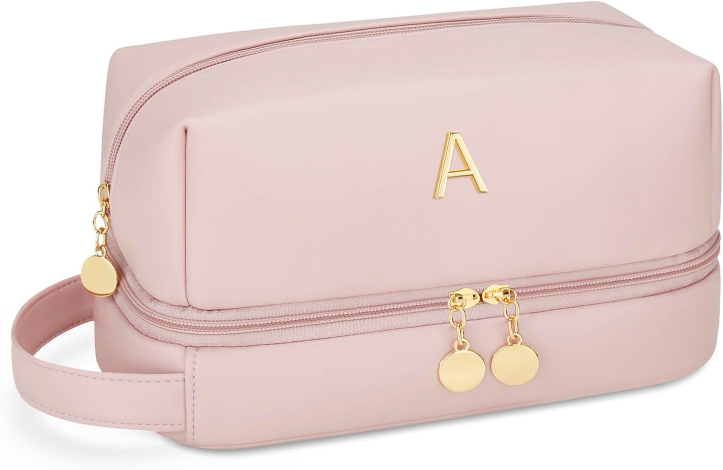 Bolsa maquillaje mujer doble capa con organizador brochas colgante