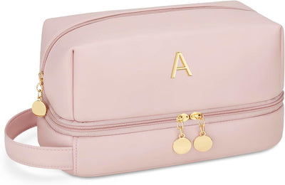 Bolsa maquillaje mujer doble capa con organizador brochas colgante