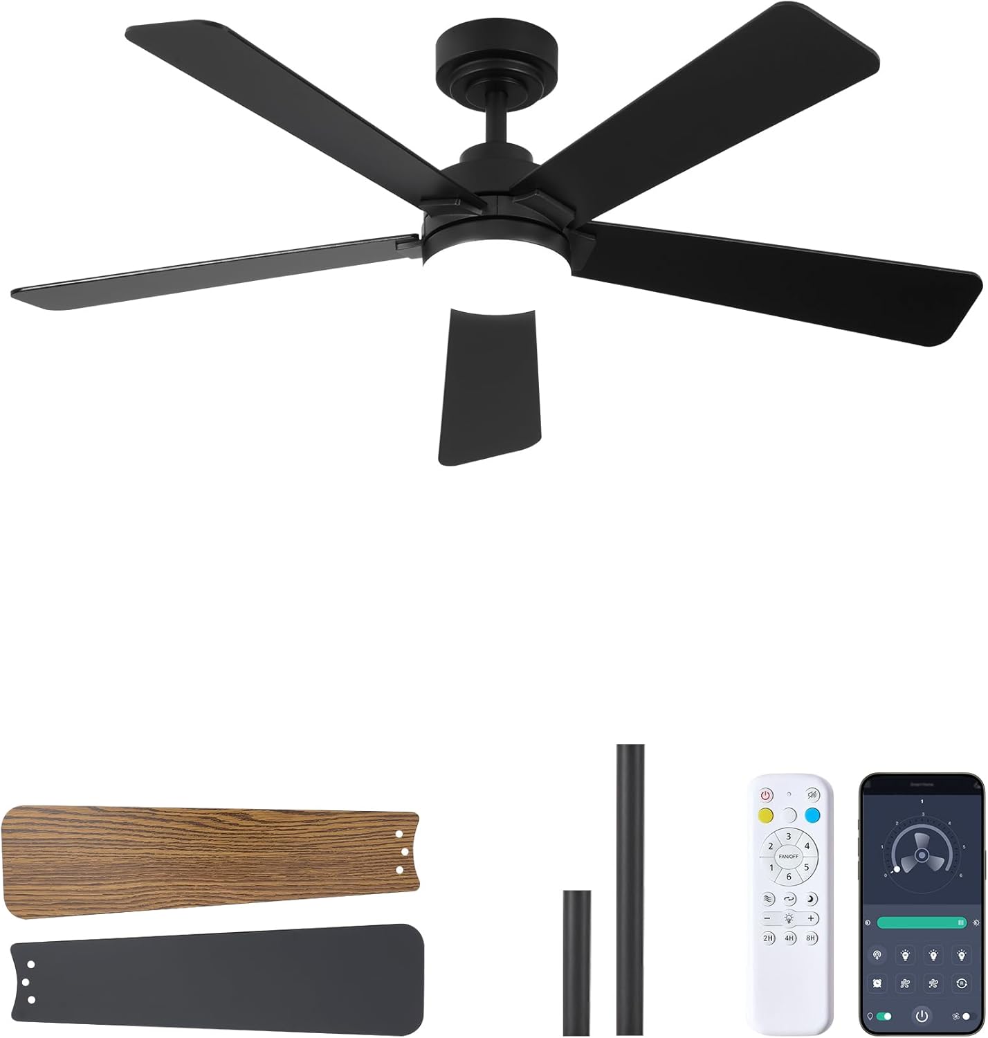 Ventilador techo 48pulg luces control remoto motor CC LED regulable