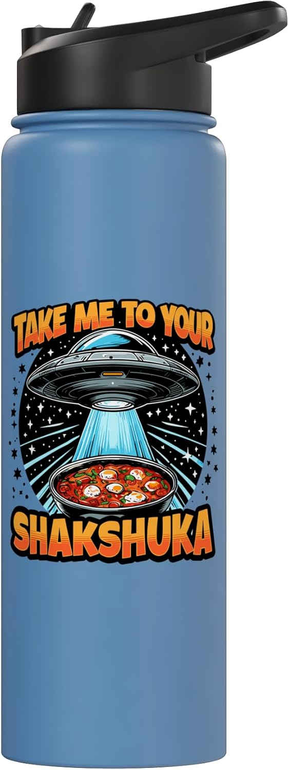 Botella agua acero inox aislada Shakshuka