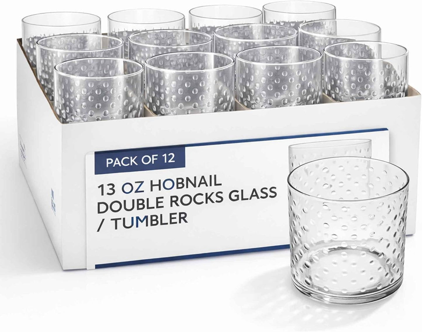 Vaso vidrio doble 13oz set 12 con agarre texturizado sin plomo