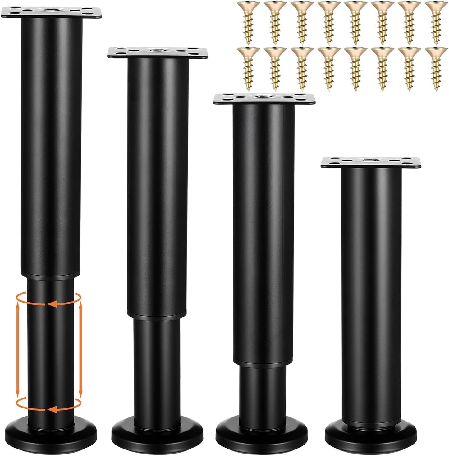 4 Pzas Patas Ajustables Metal Resistente 7-13pulg Negro