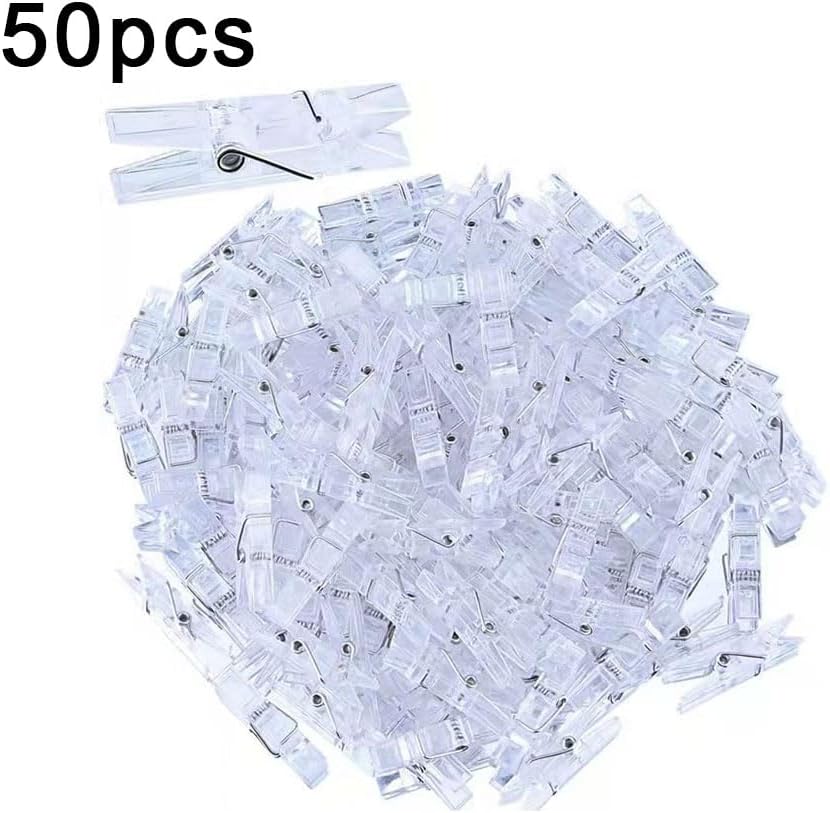 50 Soportes Fotos Clip Plástico Transparente